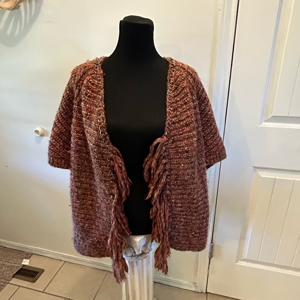 50% off w ♥️ Chico’s Chunky Wool Blend oversized  Frayed Edges Cardigan 1 M